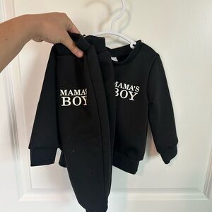 Mama's Boy Black Toddler Sweatshirt Set